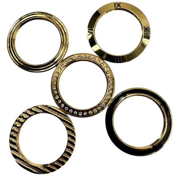 Michele 72-202-G Interchangeable 5-Bezel Watch Set Gold Bracelet and Straps - Picture 8 of 16